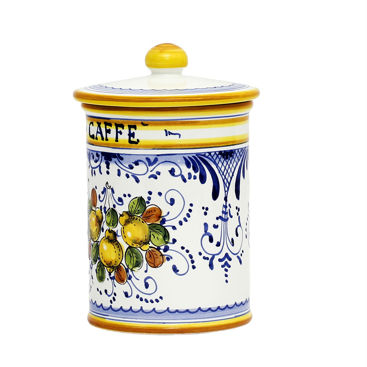 LIMONCINI: Tuscan Canister 'CAFFE' (Coffee) lemon design - artisticaitalian.com