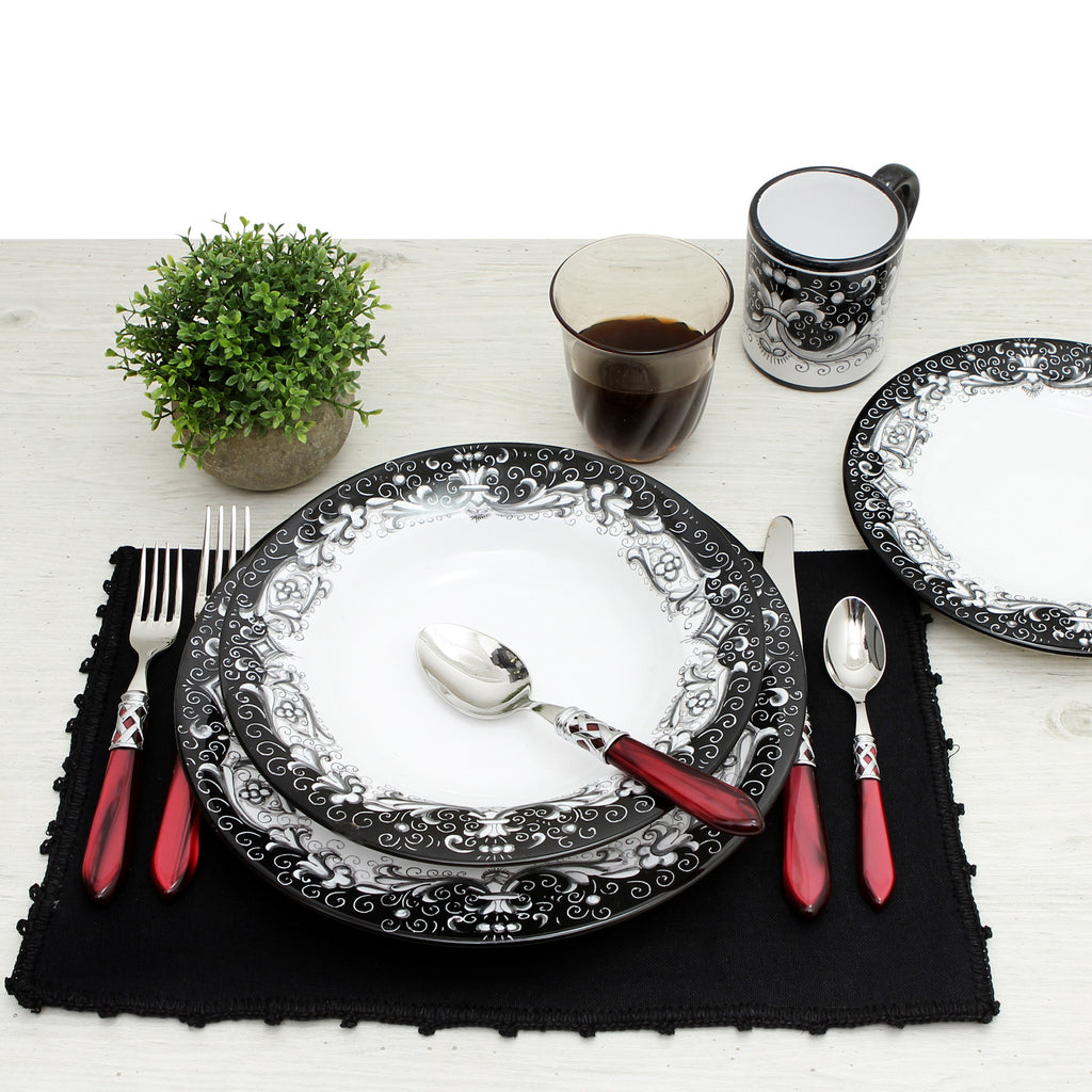 DERUTA COLORI: Dinner Plate - BLACK/GRAY - artisticaitalian.com