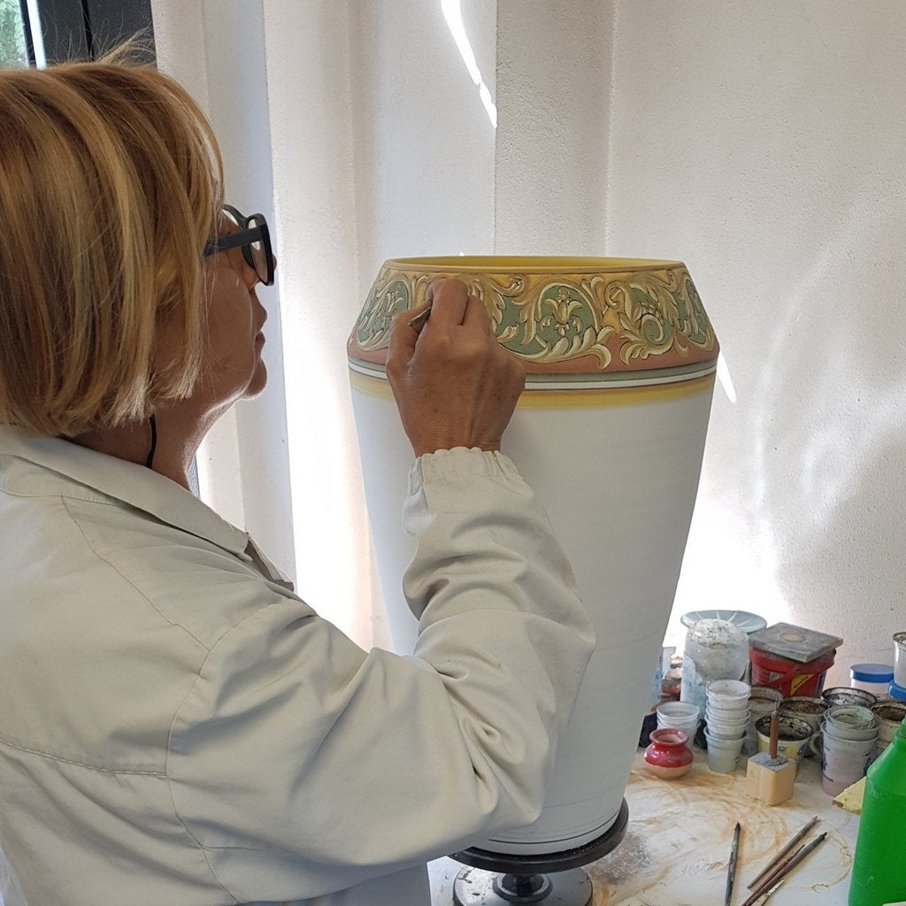 DERUTA BELLA: Medium Vase - Shades of Blue Design - (Premium Masterpiece by Francesca Niccacci) - artisticaitalian.com