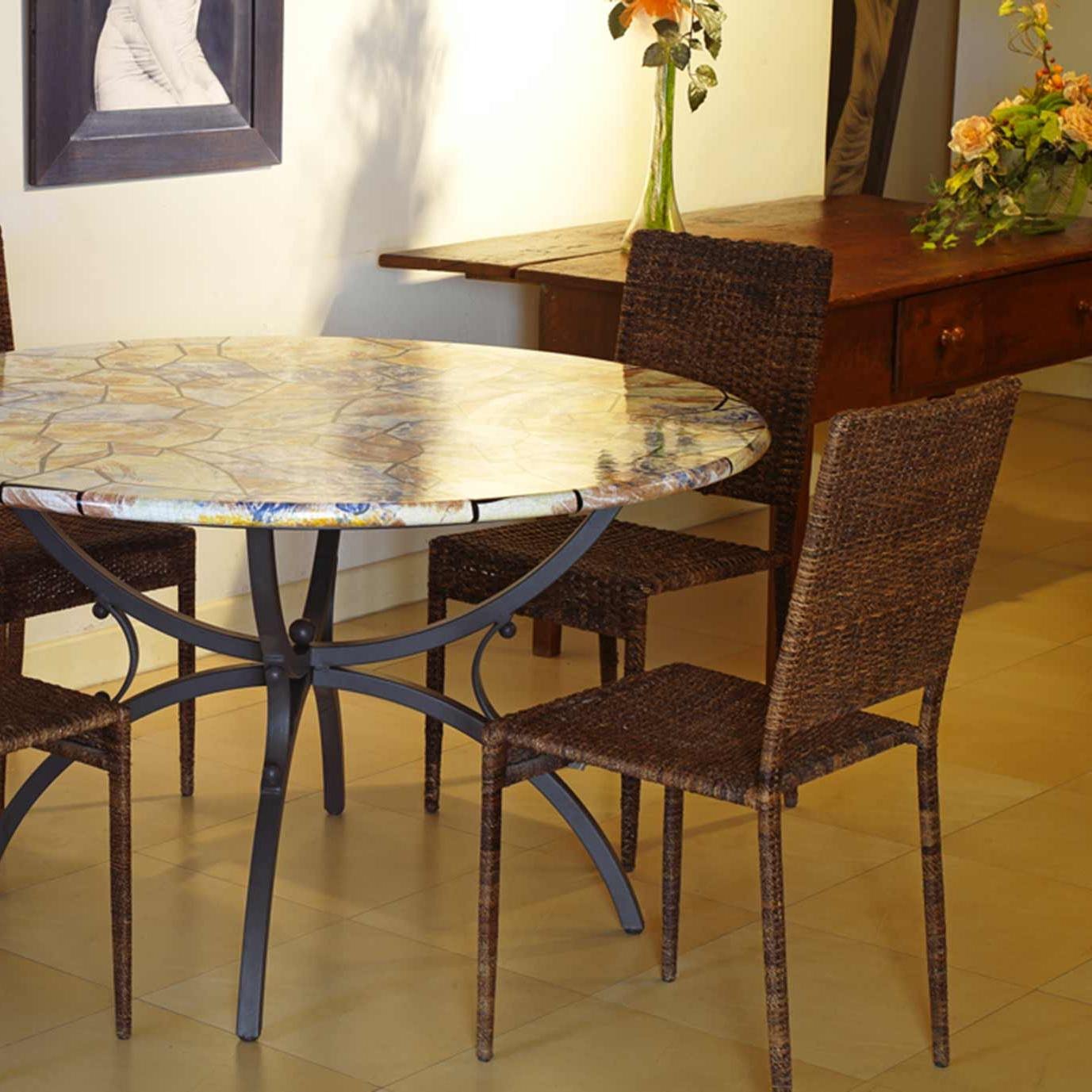 CERAMIC STONE TABLE + IRON BASE: DUBLINO Design - Hand Painted in Deruta, Italy. - artisticaitalian.com