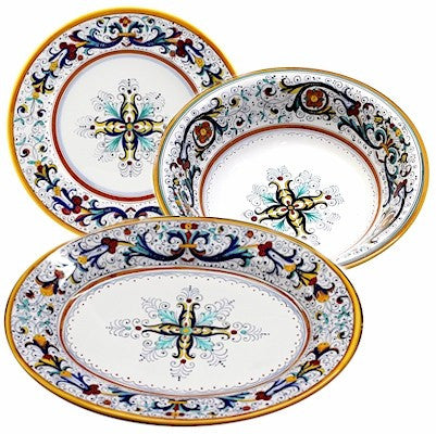 RICCO DERUTA DELUXE: Serving Set Charger + Salad Pasta Bowl + Oval Platter - artisticaitalian.com