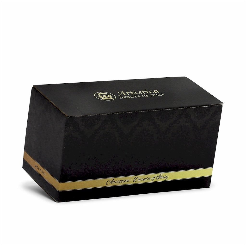 GIFT BOX: With two Deruta Mugs - DERUTA COLORI Black Gold Design - artisticaitalian.com