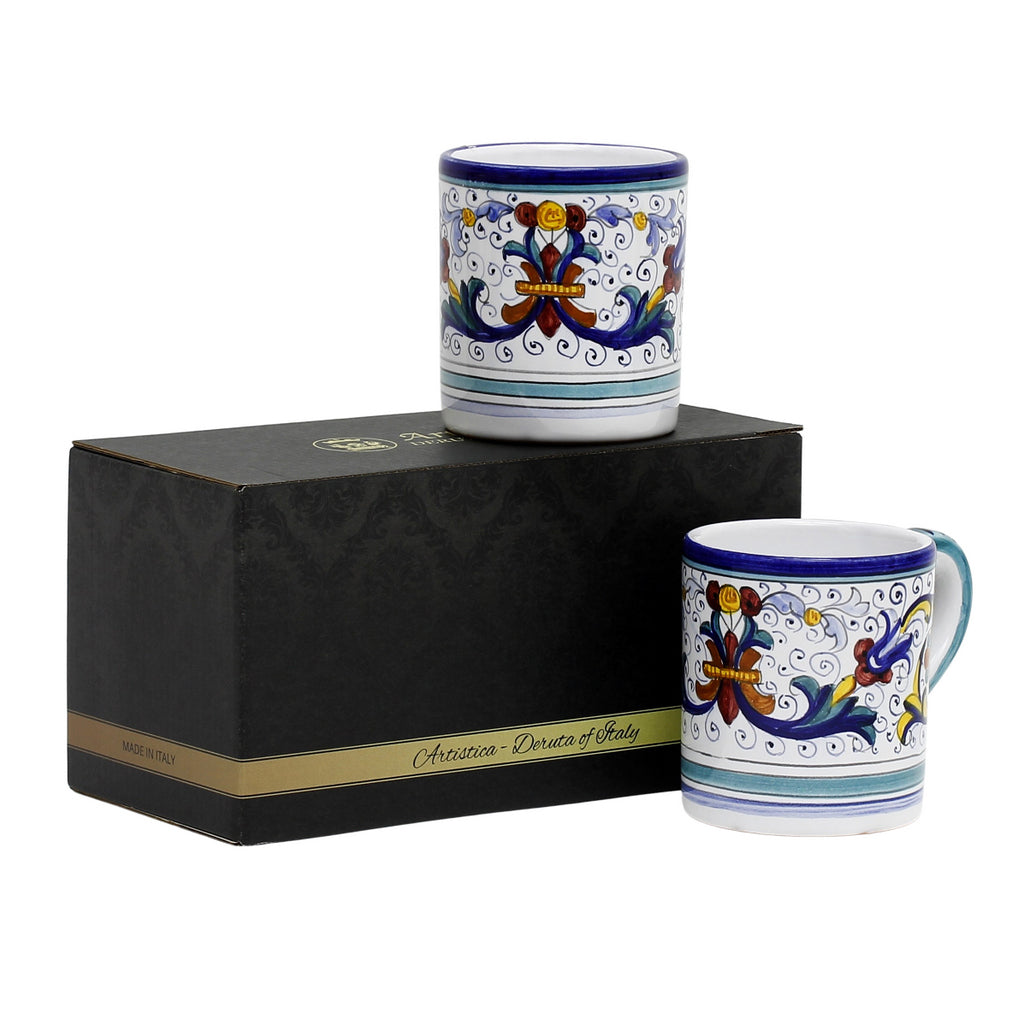 GIFT BOX: With two Deruta Mugs - VECCHIA DERUTA Design - artisticaitalian.com