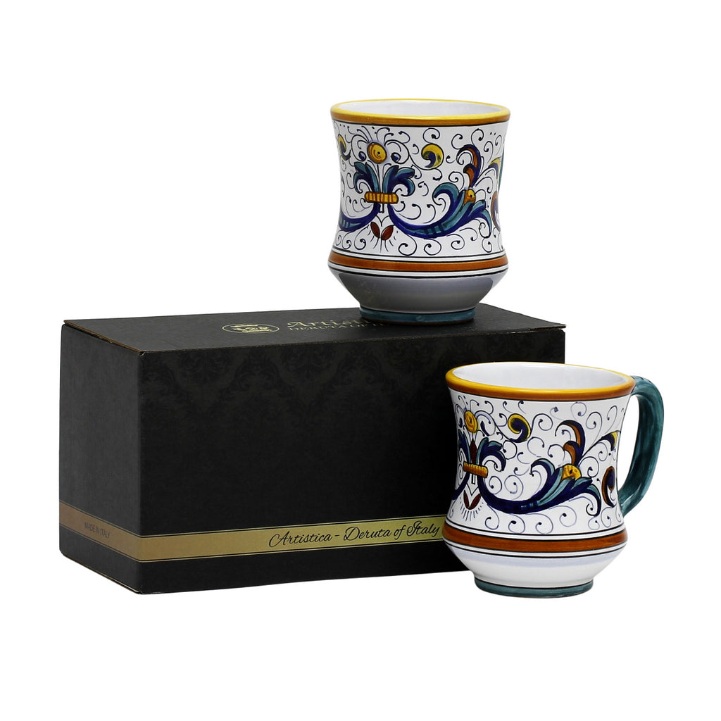 GIFT BOX: With two Deruta Mugs - RICCO DERUTA DELUXE Concave Design - artisticaitalian.com