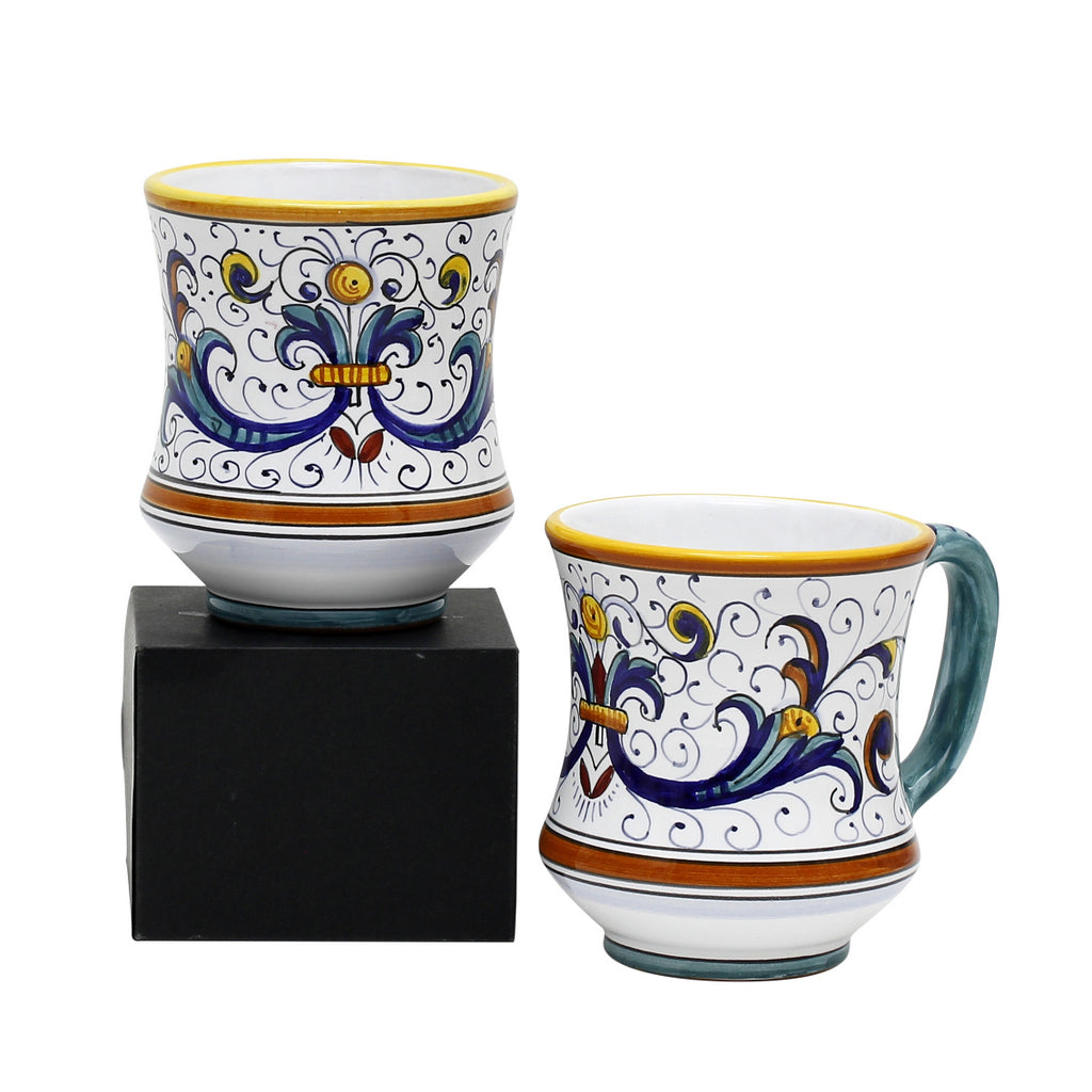 GIFT BOX: With two Deruta Mugs - RICCO DERUTA DELUXE Concave Design - artisticaitalian.com