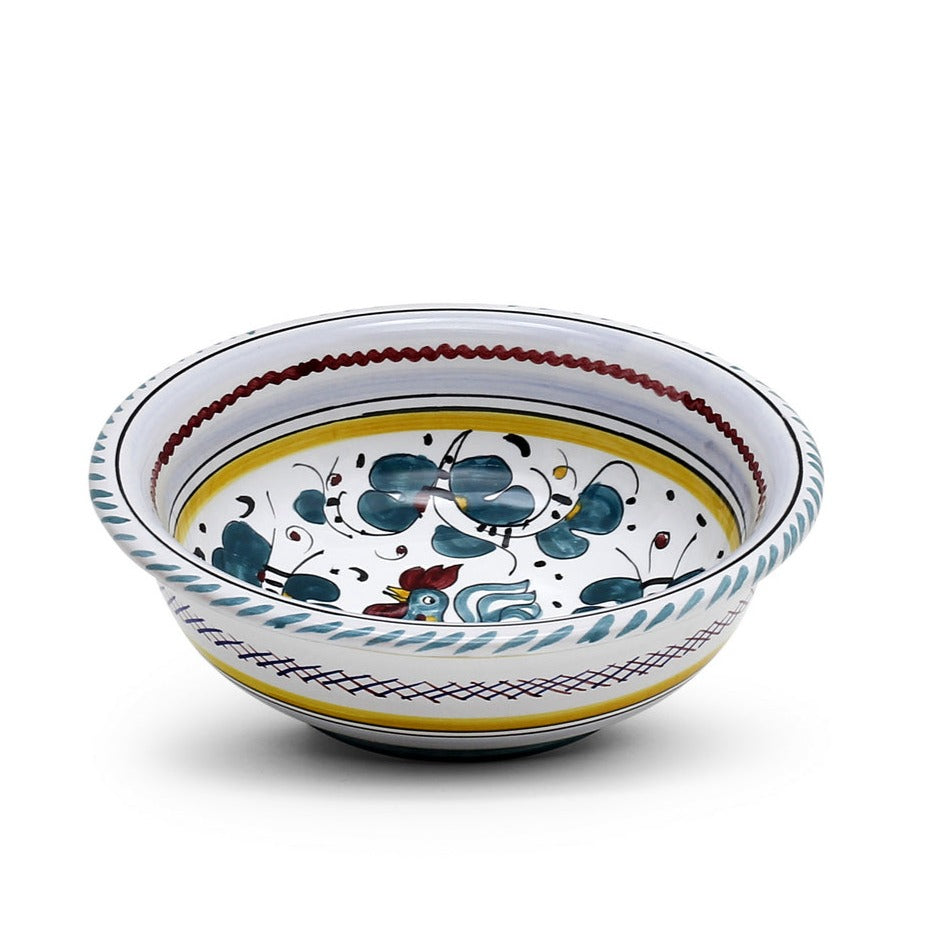 ORVIETO GREEN ROOSTER: Salad Cereal Bowl - artisticaitalian.com