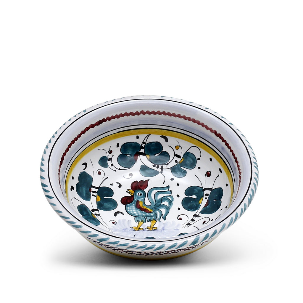 ORVIETO GREEN ROOSTER: Salad Cereal Bowl - artisticaitalian.com