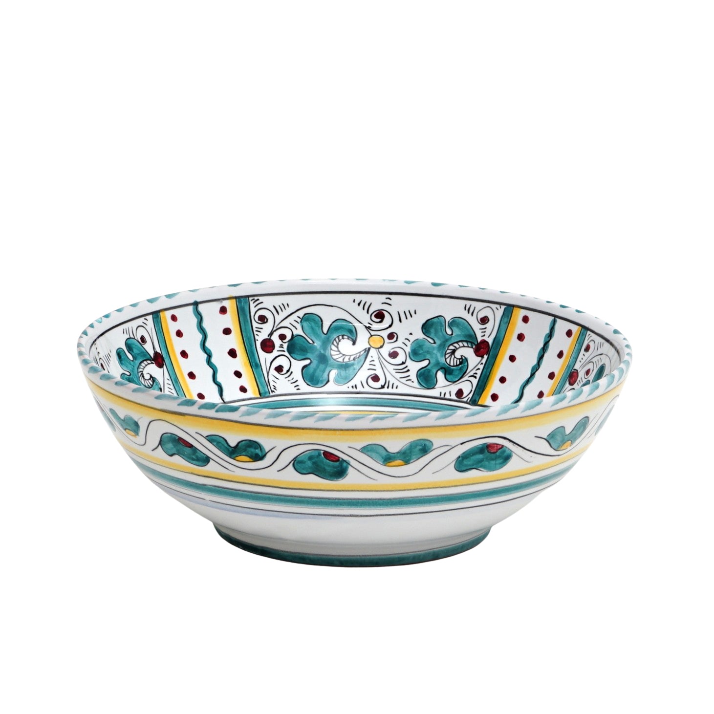 ORVIETO GREEN ROOSTER: Salad Bowl (Medium) - artisticaitalian.com