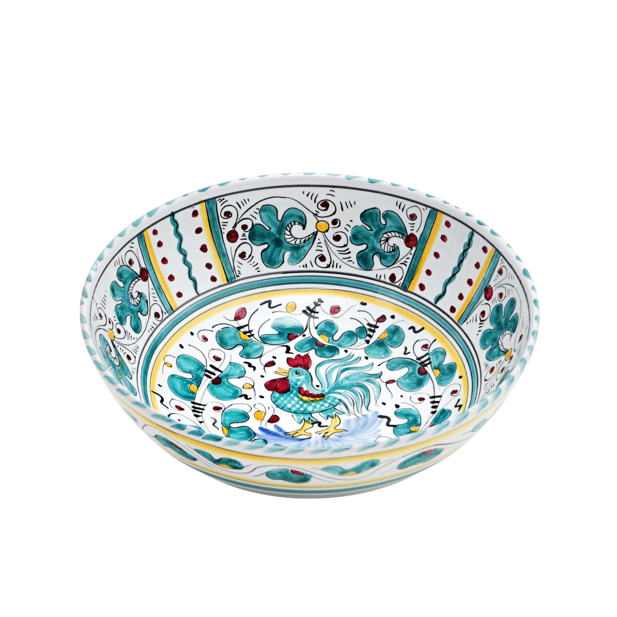 ORVIETO GREEN ROOSTER: Salad Bowl (Medium) - artisticaitalian.com