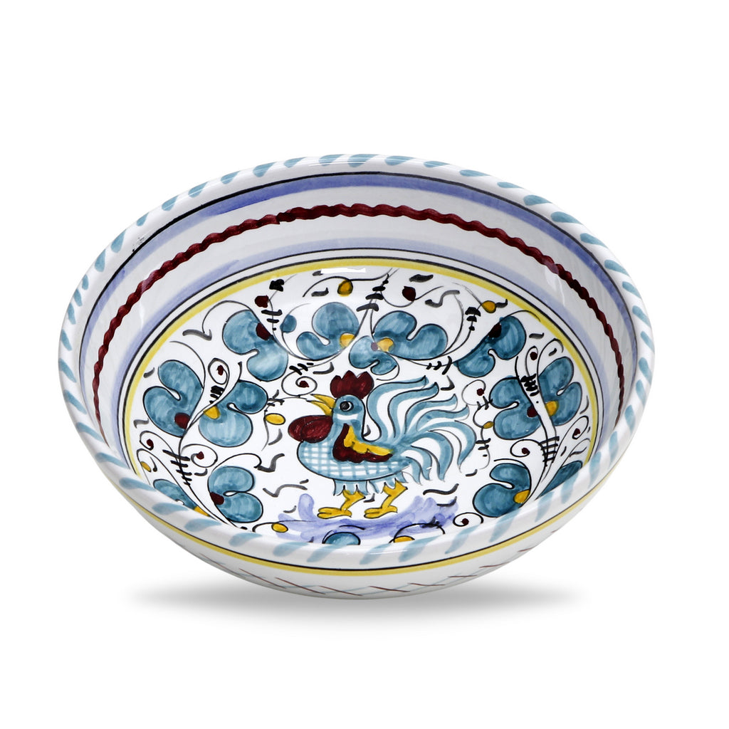 ORVIETO GREEN ROOSTER: Coupe Pasta/Soup Bowl - artisticaitalian.com