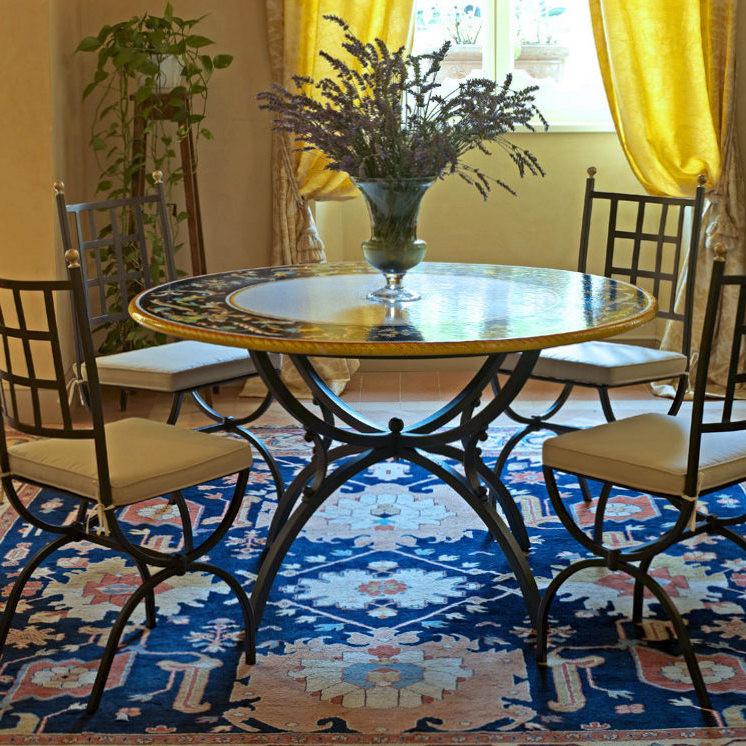 CERAMIC STONE TABLE + IRON BASE: IMPERIA Design^ - Hand Painted in Deruta, Italy. - artisticaitalian.com