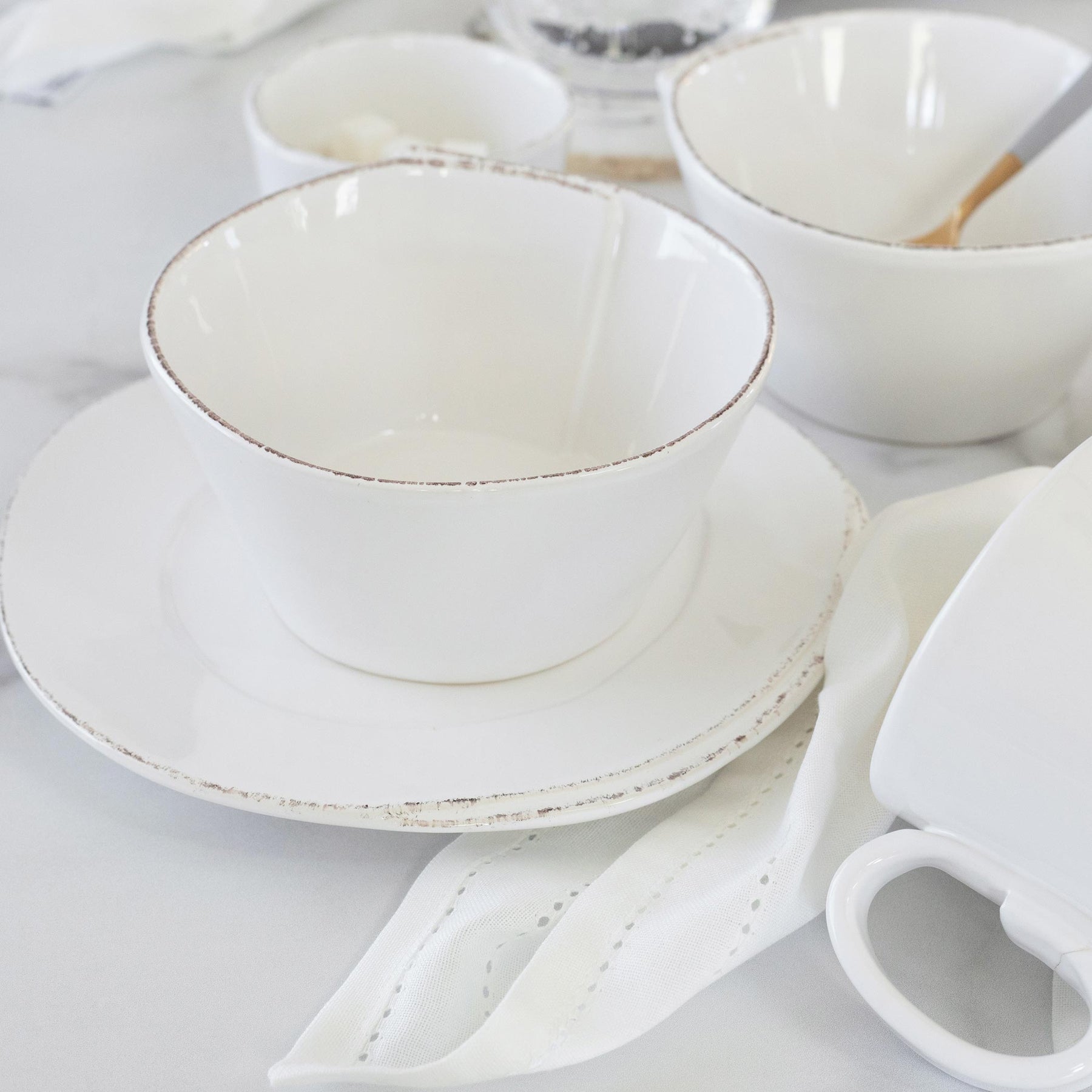 VIETRI: Lastra White Stacking Cereal Bowl - artisticaitalian.com