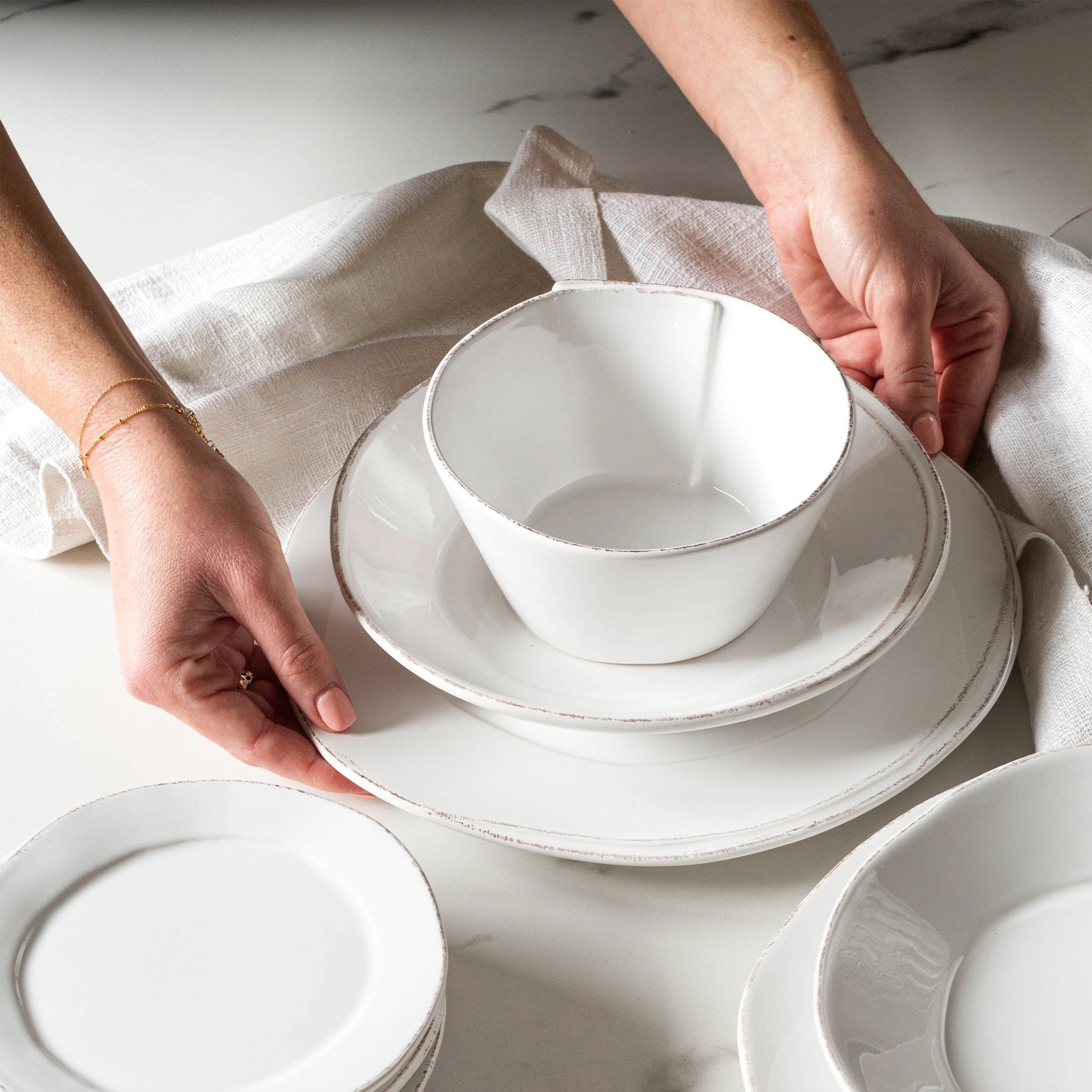 VIETRI: Lastra White Stacking Cereal Bowl - artisticaitalian.com