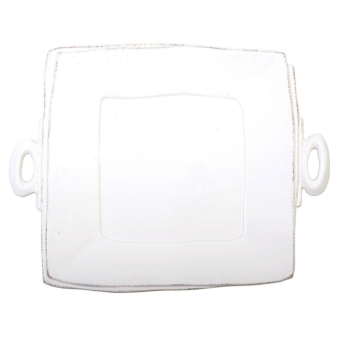 VIETRI: Lastra White Handled Square Platter - artisticaitalian.com