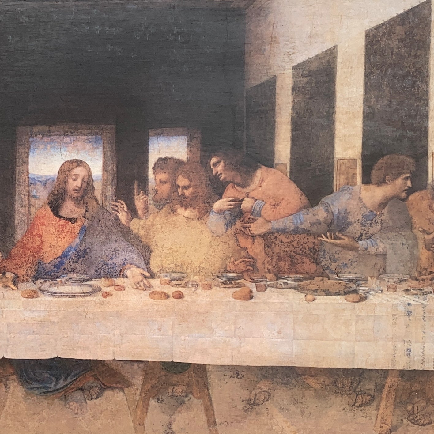 AFFRESCO: Large framed  Leonardo da Vinci's 'The Last Supper' frescoes masterful reproduction! - artisticaitalian.com