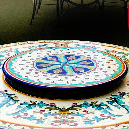 LAZY SUSAN: Ceramic-Stone Rotating Lazy Susan 46&quot; Diam. in Deruta, Italy. - artisticaitalian.com