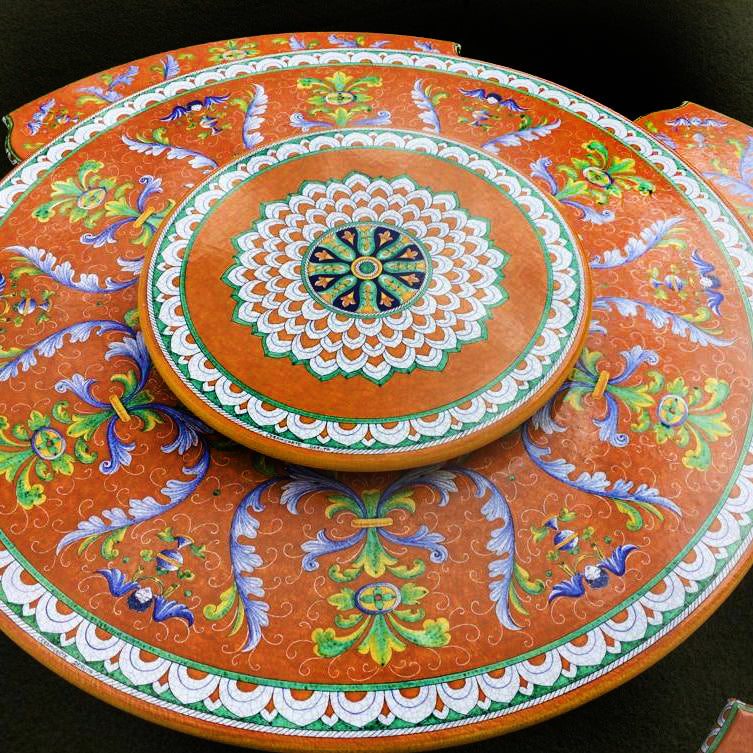 LAZY SUSAN: Ceramic-Stone Rotating Lazy Susan 20" Diam. in Deruta, Italy. - artisticaitalian.com