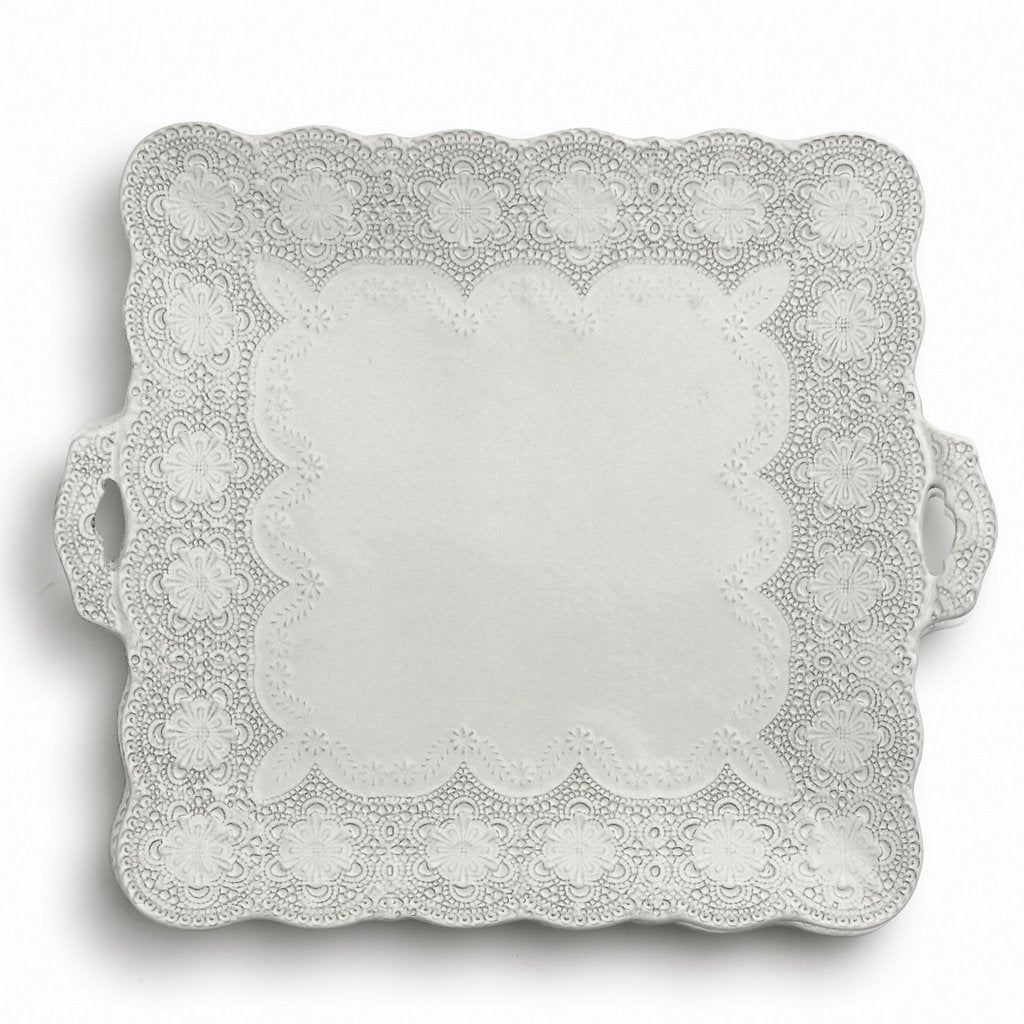 ARTE ITALICA: Merletto Antique Square Platter with Handles - artisticaitalian.com