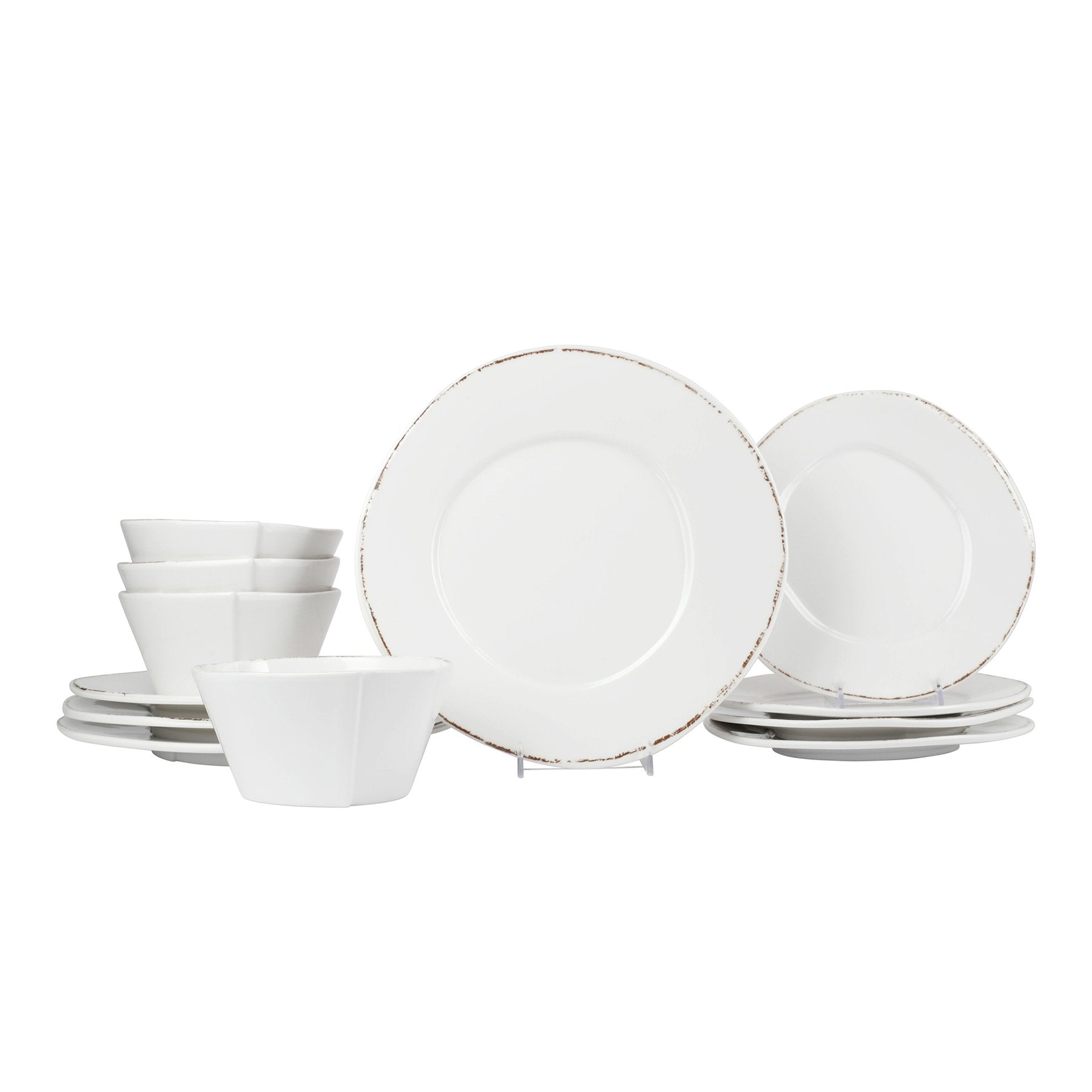 VIETRI: Melamine Lastra White Twelve-Piece Place Setting - artisticaitalian.com