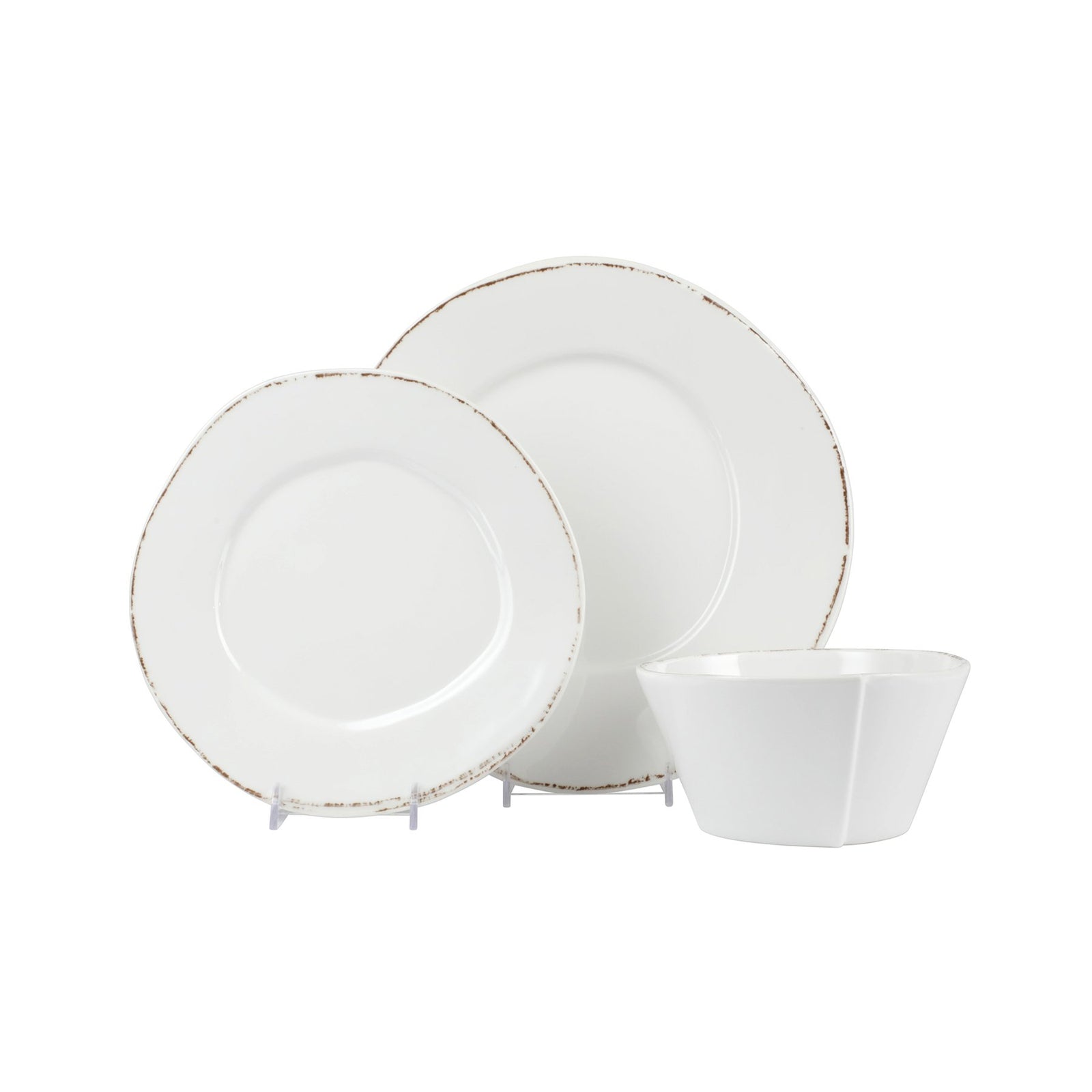 VIETRI: Melamine Lastra White Three-Piece Place Setting - artisticaitalian.com