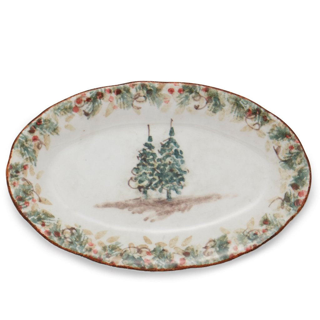 ARTE ITALICA: Natale Small Oval Tray - artisticaitalian.com