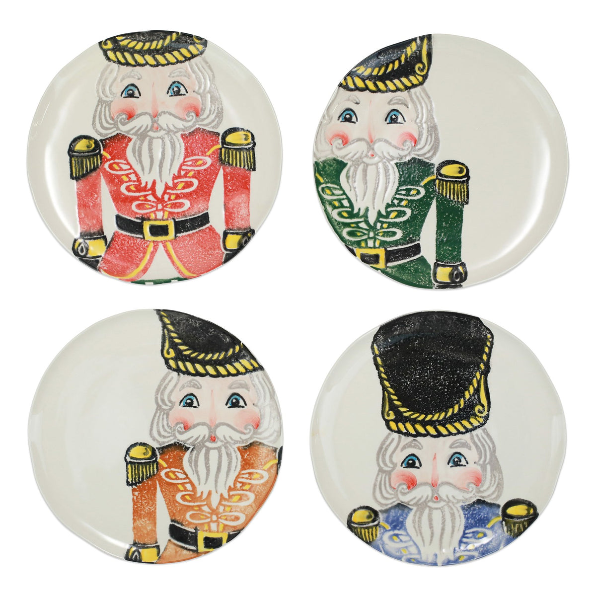 VIETRI: NUTCRACKERS ASSORTED DINNER PLATES - SET OF 4 - artisticaitalian.com