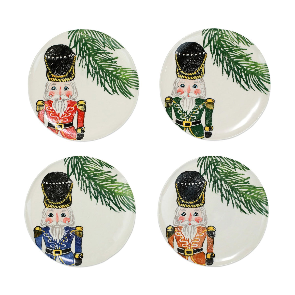 VIETRI: NUTCRACKERS ASSORTED SALAD PLATES - SET OF 4 - artisticaitalian.com