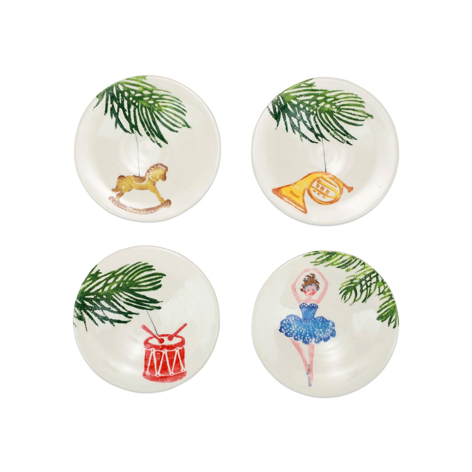 VIETRI: NUTCRACKERS ASSORTED CANAPE PLATES - SET OF 4 - artisticaitalian.com