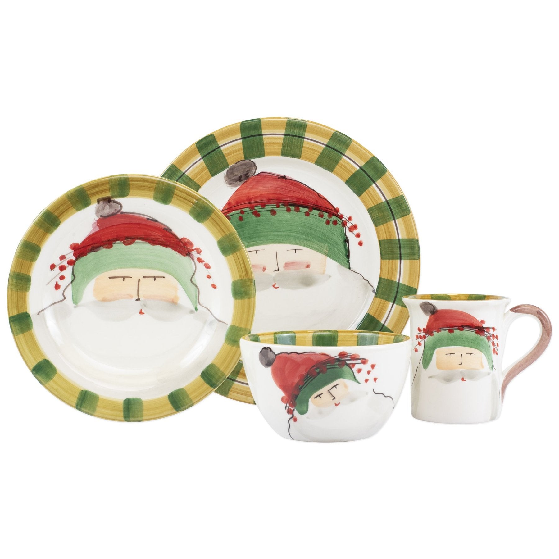 VIETRI: Old St. Nick Green Hat Four-Piece Place Setting - artisticaitalian.com