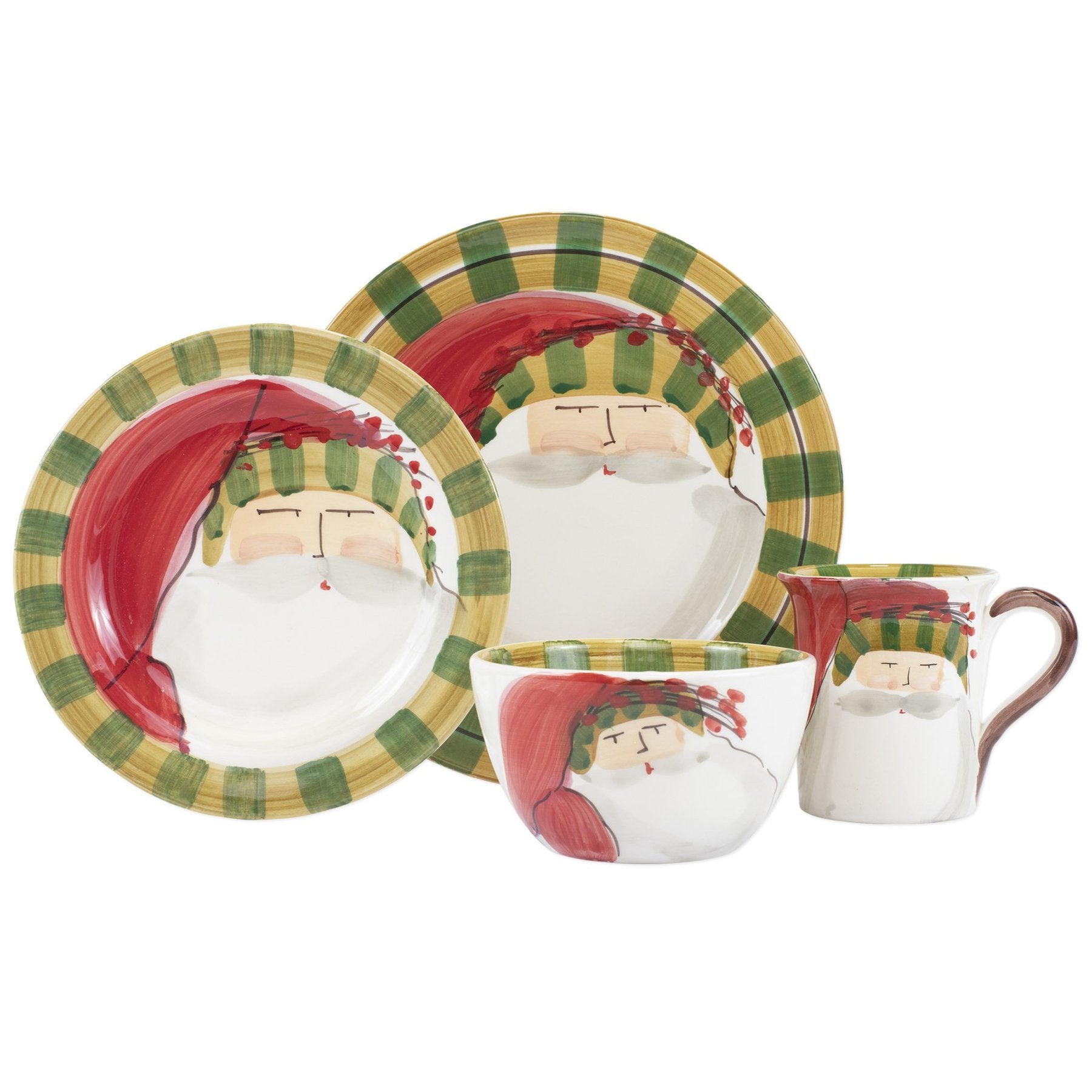 VIETRI: Old St. Nick Striped Hat Four-Piece Place Setting - artisticaitalian.com