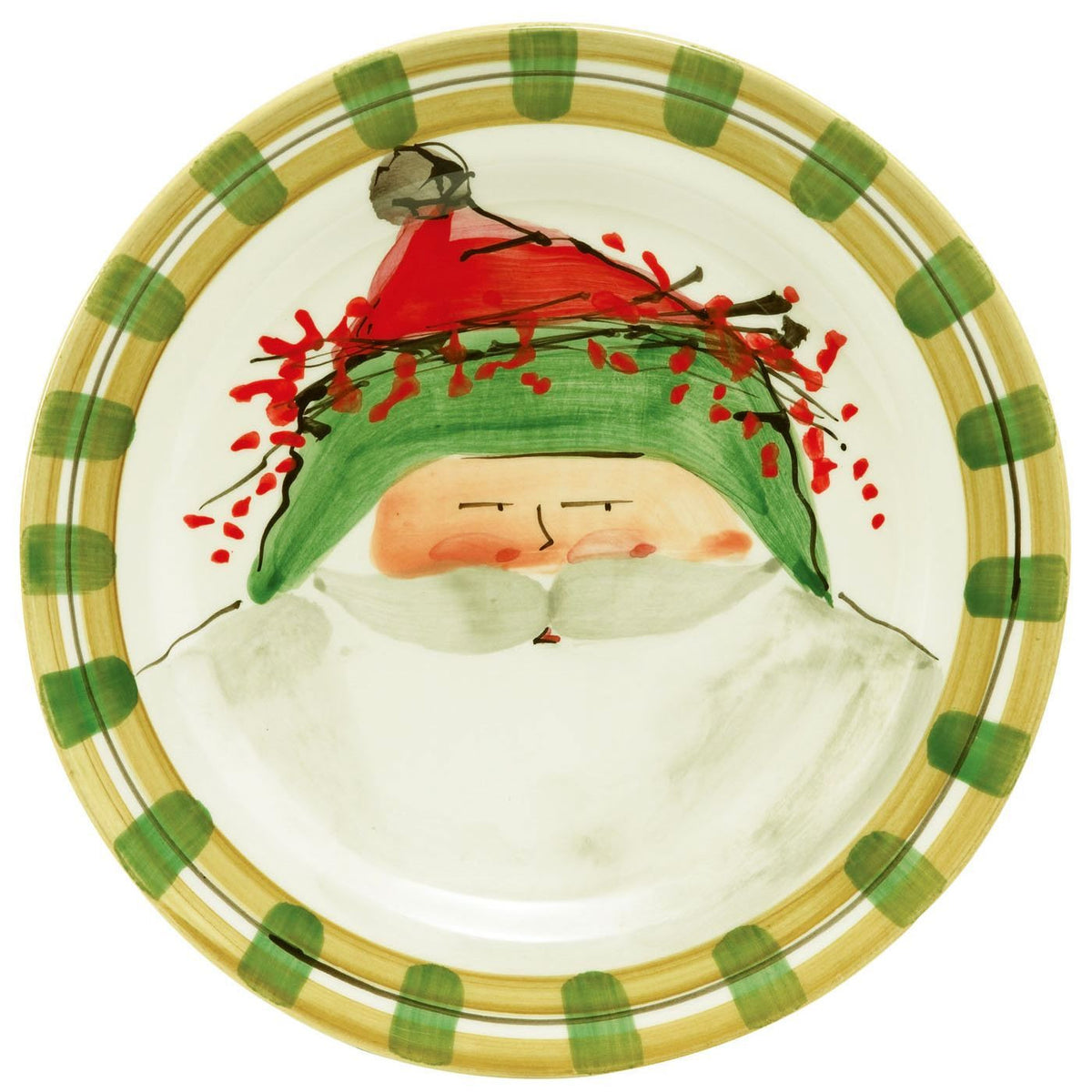 VIETRI: Old St Nick Green Hat Dinner Plate - artisticaitalian.com