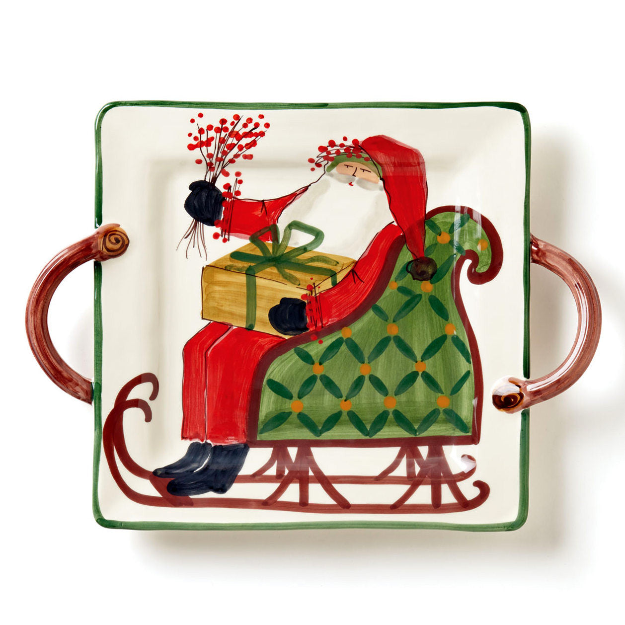 VIETRI: Old St Nick Square Handled Platter - artisticaitalian.com