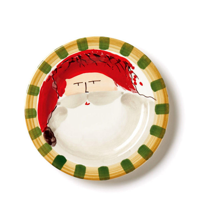 VIETRI: Old St Nick Round Salad Plate Red Hat - artisticaitalian.com