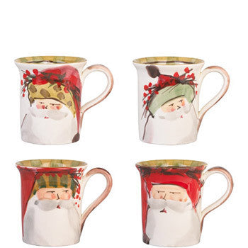 VIETRI: Old St Nick Asst Mug 14 OZ (Set of 4 Mugs) - artisticaitalian.com