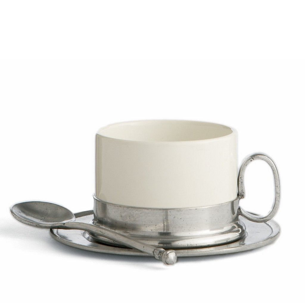 ARTE ITALICA: Tuscan Cappuccino Cup and Saucer with Spoon - artisticaitalian.com