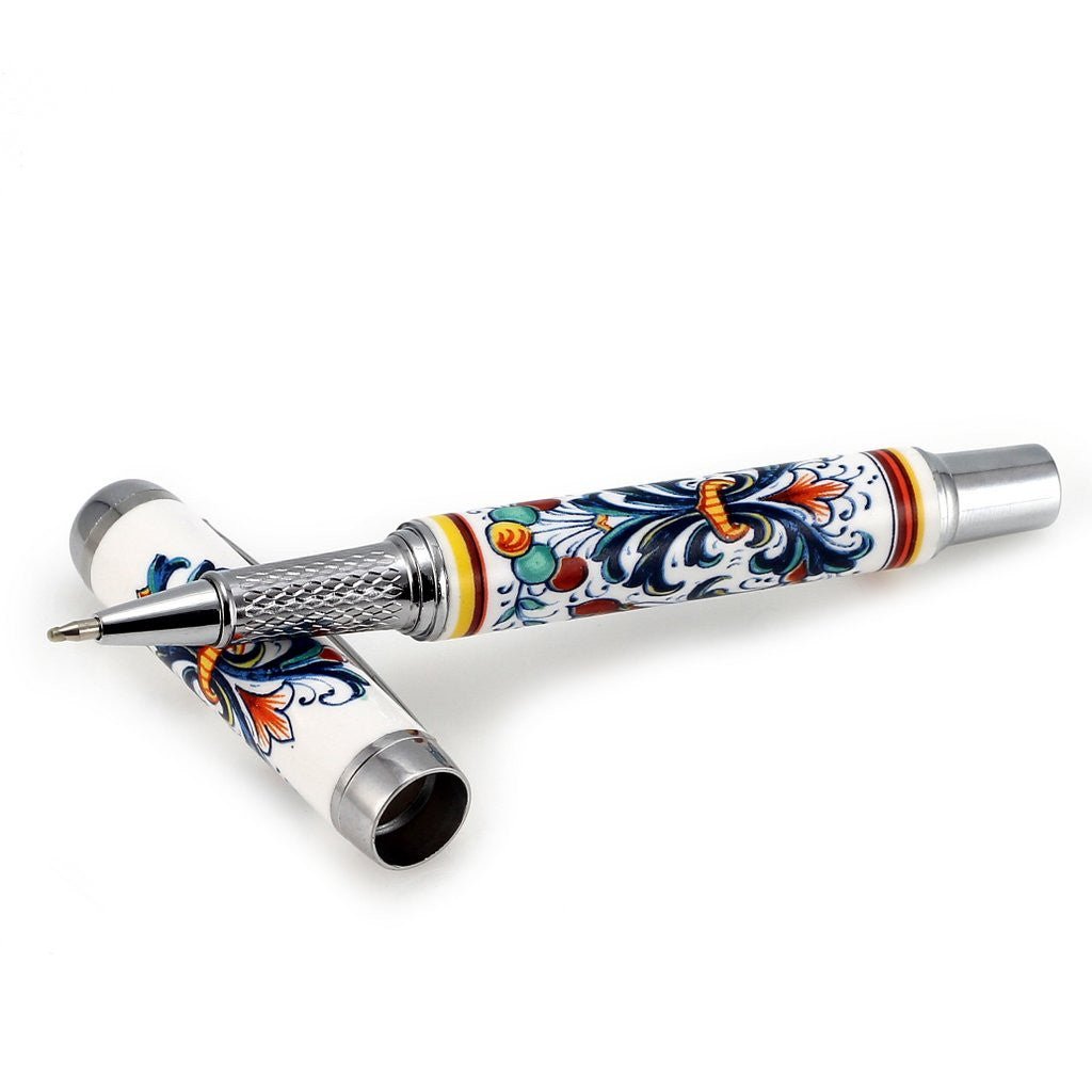 ART PEN: Artistica ROLLER BALL pen Ceramic Porcelain Ricco Deruta design - artisticaitalian.com