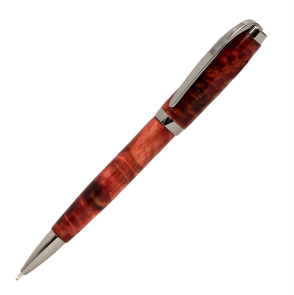 ART-PEN: Handcrafted Luxury Twist Pen - GRADUATE Gun Metal with Red Buckeye Bur body - artisticaitalian.com