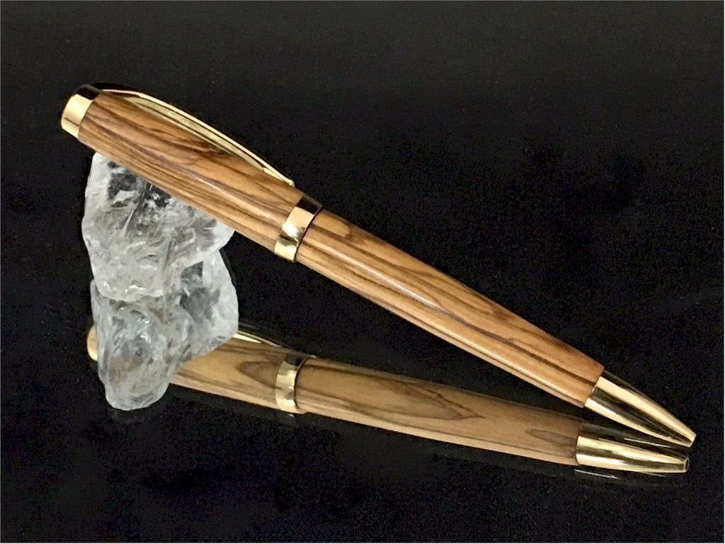 ART-PEN: Handcrafted Luxury Twist Pen - GRADUATE 24 Carats Gold Plated with Bethlehem Olivewood body - artisticaitalian.com