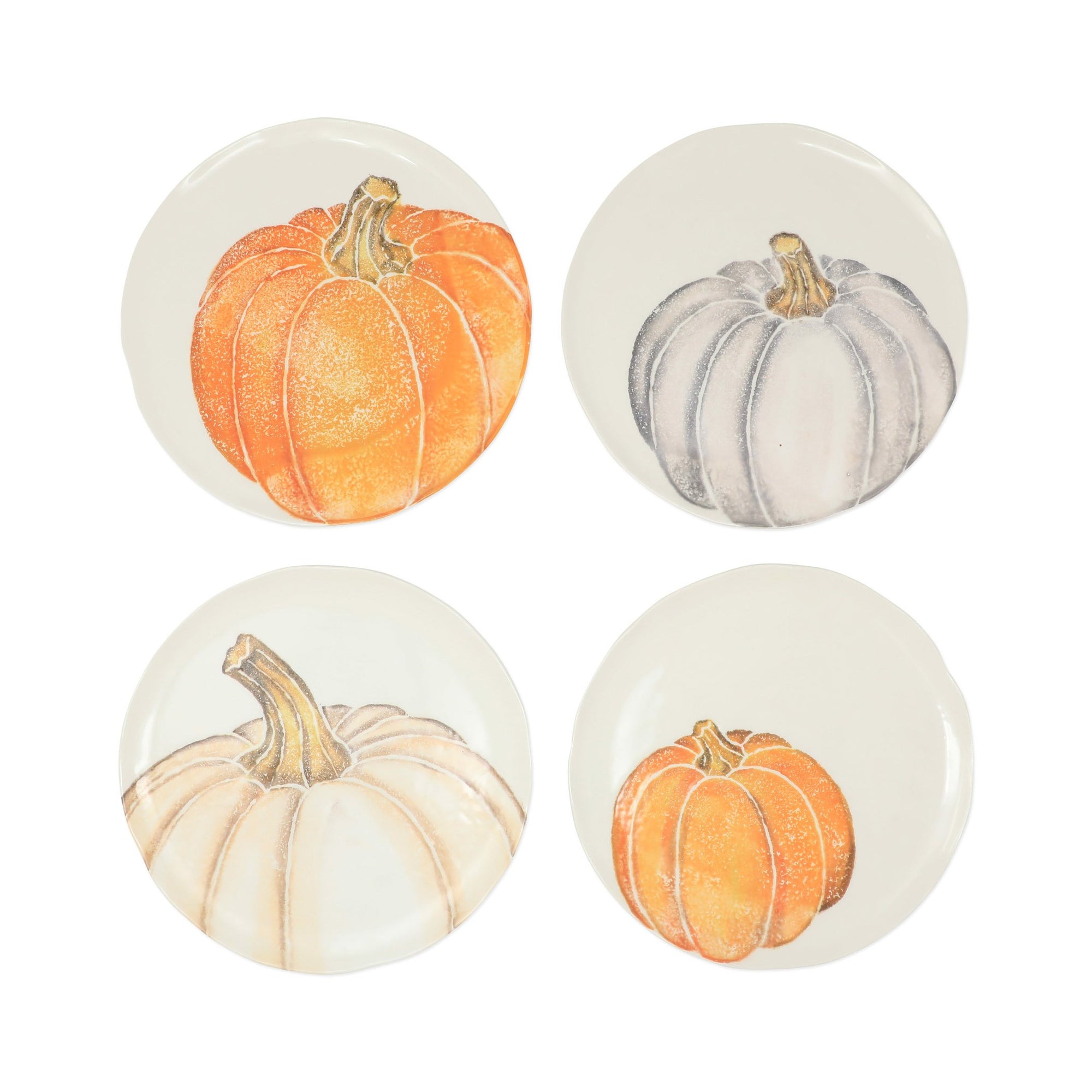 VIETRI: Pumpkins Assorted Salad Plates - Set of 4 - artisticaitalian.com