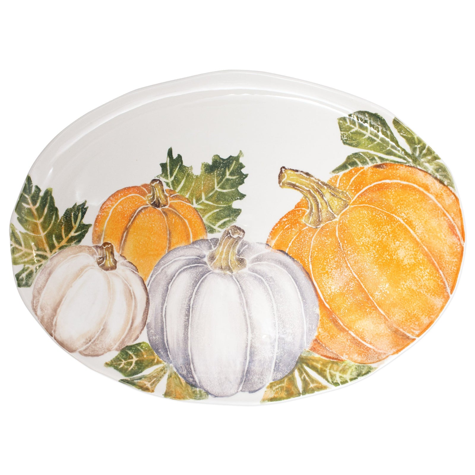 VIETRI: Pumpkins Large Oval Platter w/ Assorted Pumpkins - artisticaitalian.com