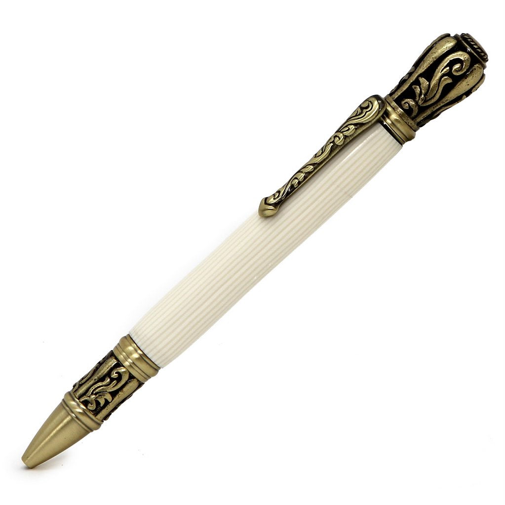 ART-PEN: Handcrafted Luxury Twist Pen - Deruta Perugino - Ant. Brass with Artisan Casein body. - artisticaitalian.com