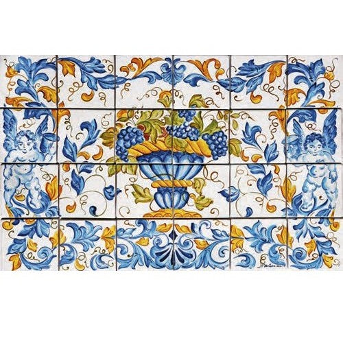 ANTICA DERUTA: WALL PANEL BACKSPLASH CORNUCOPIA OF PROSPERITY DESIGN - artisticaitalian.com