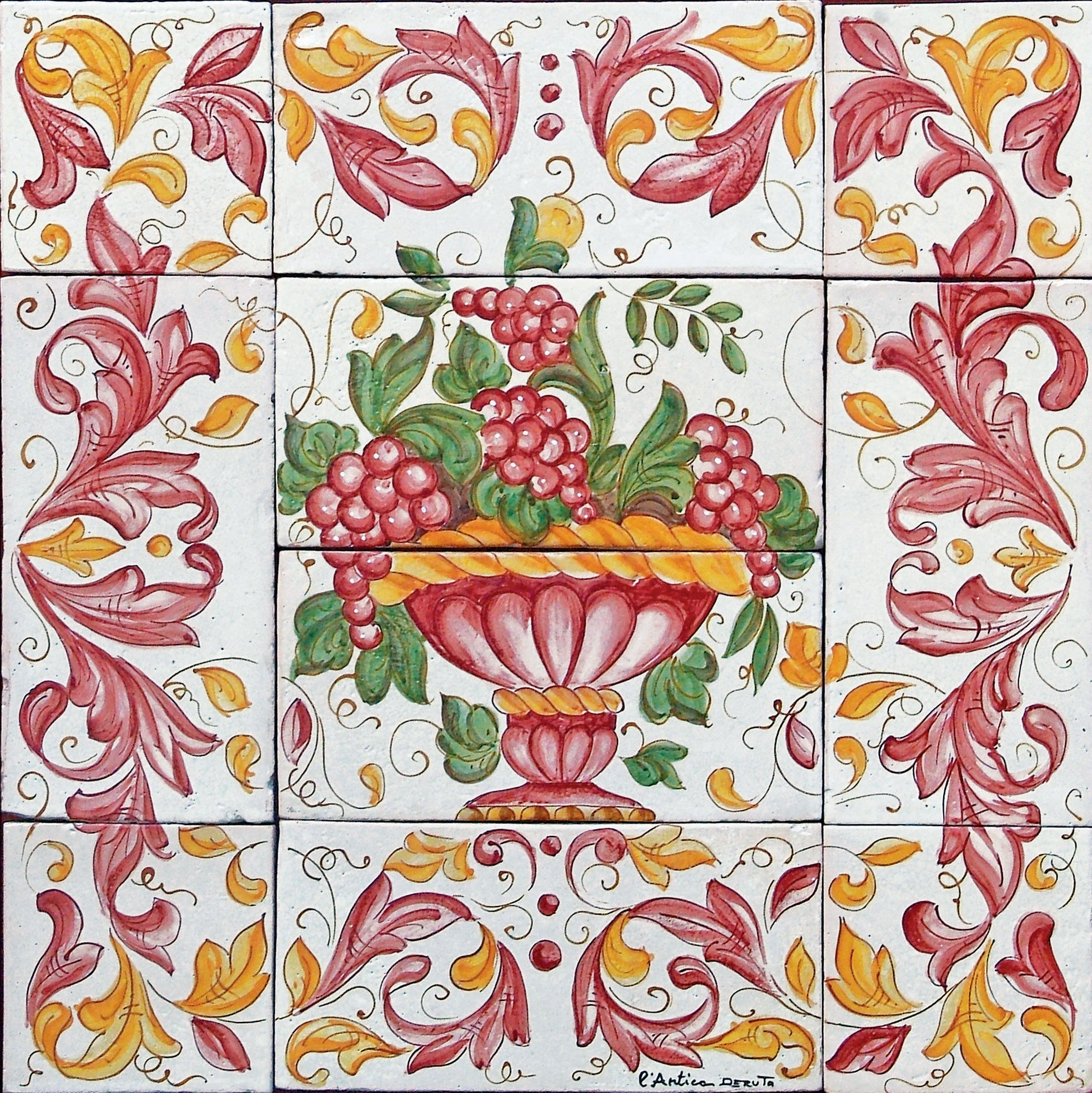 ANTICA DERUTA: WALL PANEL BACKSPLASH RED FRUIT DESIGN - artisticaitalian.com