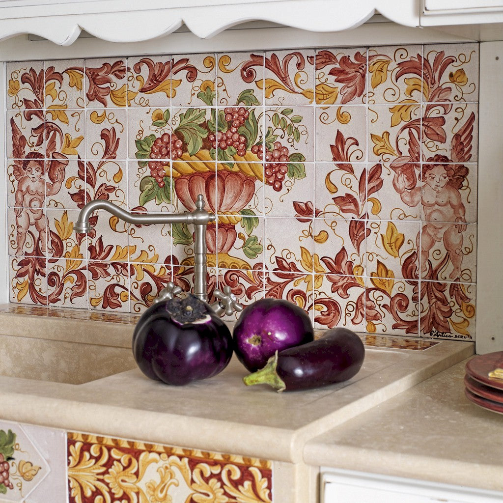 ANTICA DERUTA: WALL PANEL BACKSPLASH CENTRO DI FRUTTA - artisticaitalian.com