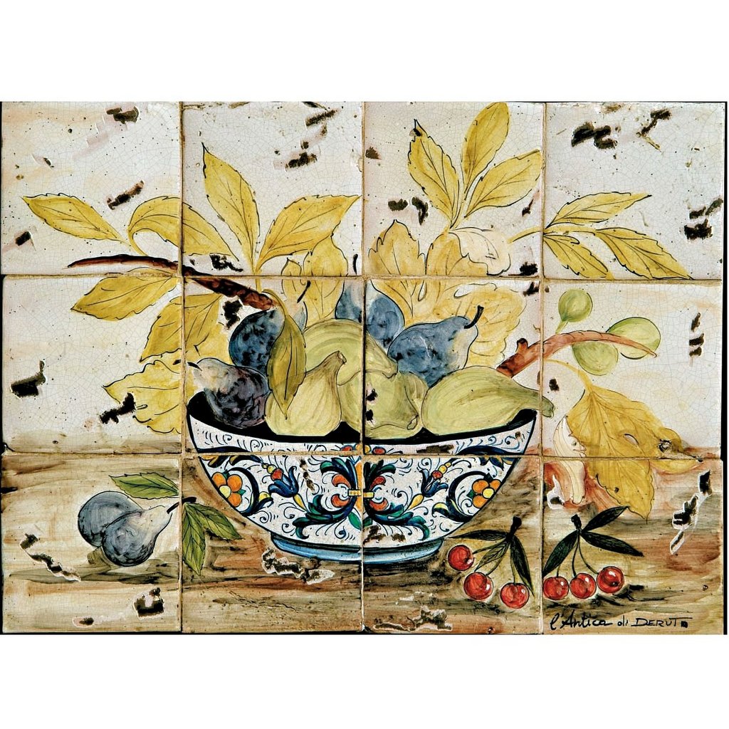 ANTICA DERUTA: WALL PANEL BACKSPLASH RICCO DERUTA BOWL - artisticaitalian.com