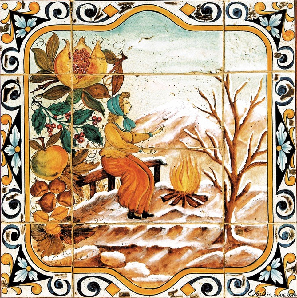 ANTICA DERUTA: WALL PANEL BACKSPLASH FOUR SEASON WINTER - artisticaitalian.com