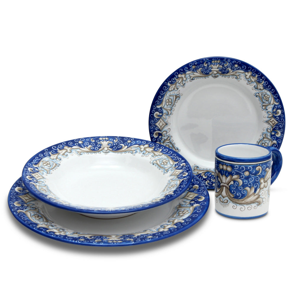 DERUTA COLORI: 4 Pieces Place Setting Bundle - BLUE GENZIANA - artisticaitalian.com