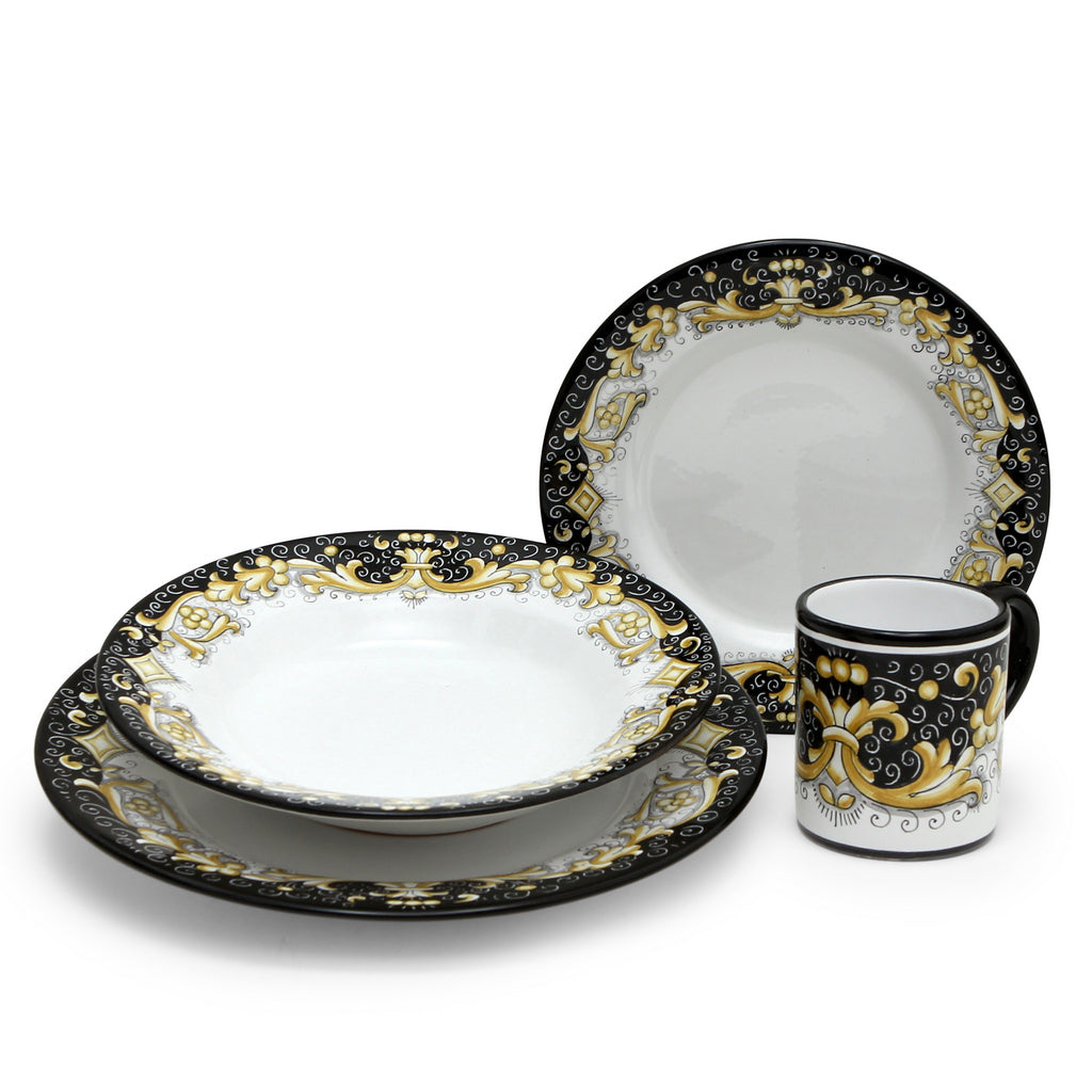 DERUTA COLORI: 4 Pieces Place Setting Bundle - BLACK/GOLD - artisticaitalian.com