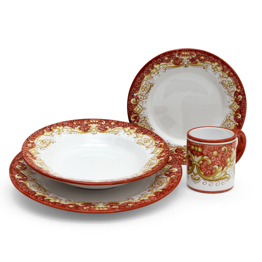 DERUTA COLORI: 4 Pieces Place Setting Bundle - CORAL RED - artisticaitalian.com