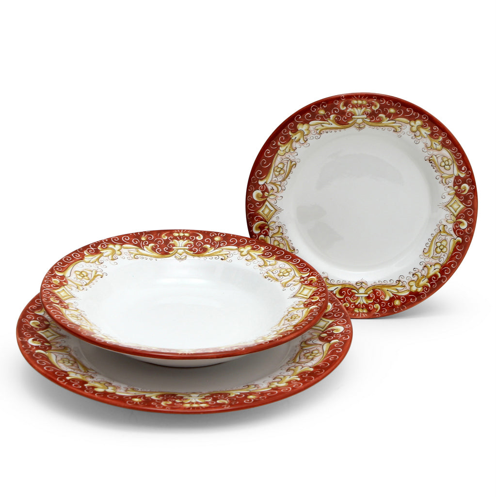 DERUTA COLORI: 3 Pieces Place Setting Bundle - CORAL RED - artisticaitalian.com